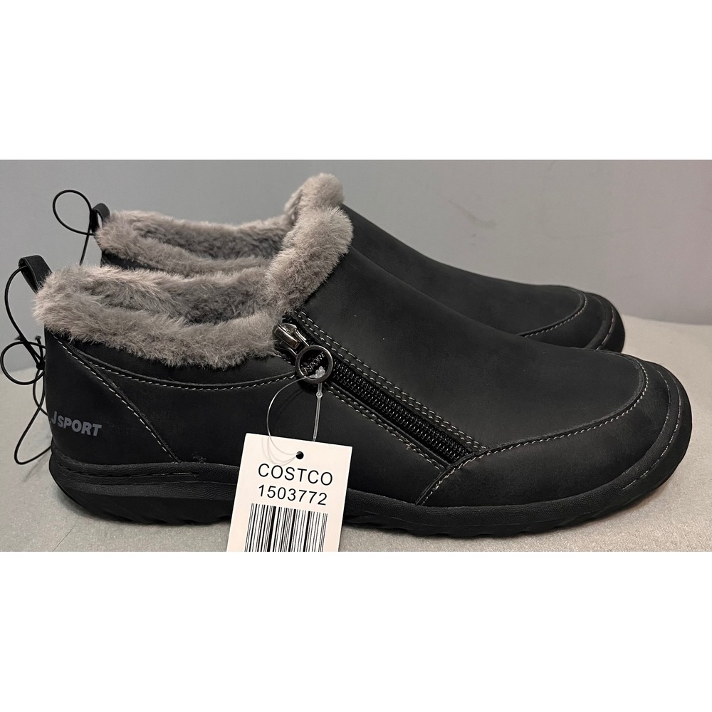 JSport by Jambu Womens Black Faux Fur Lined Memory Foam Slip On Shoes Sz 10 NWT - Picture 2 of 9